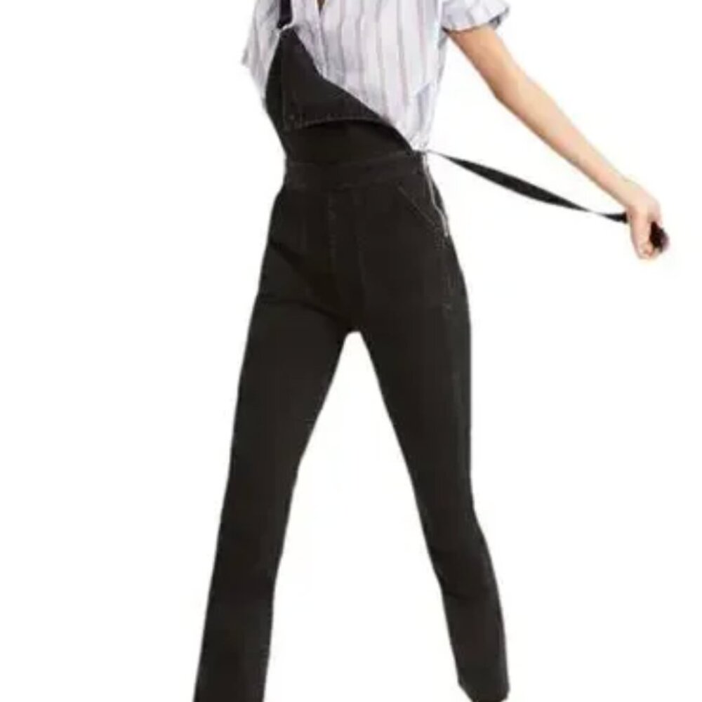 Madewell Black Lunar Wash Skinny Overalls